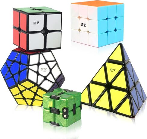 Speed Cube Set, Infinity Cube, Magic Cube 2x2,3x3,Pyramid,Megaminx Puzzle Cube Toy for Children Adults, Pack of 5 in Kuwait