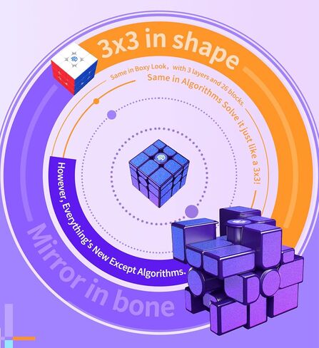 CuberShop GAN Mirror M Cube مطلي بالأشعة فوق البنفسجية، إصدار جديد 2022، مكعب مرآة مغناطيسي GAN، ألغاز مكعب سرعة مغناطيسي 3x3 2022، مكعب مضحك باللون الأرجواني، مكعب سحري غير منتظم GAN في 2022 in Kuwait
