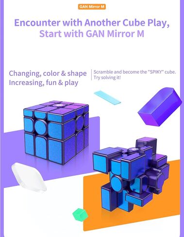 CuberShop GAN Mirror M Cube مطلي بالأشعة فوق البنفسجية، إصدار جديد 2022، مكعب مرآة مغناطيسي GAN، ألغاز مكعب سرعة مغناطيسي 3x3 2022، مكعب مضحك باللون الأرجواني، مكعب سحري غير منتظم GAN في 2022 in Kuwait
