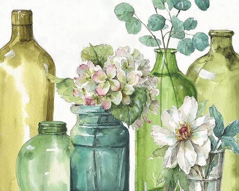 TISHIRON طلاء يدوي بالأرقام، طلاء الزهور بالأرقام، برطمانات مزهرية للبالغين، طلاء للكبار بالأرقام، للأطفال على القماش، طلاء بنمط تجريدي بالأرقام للبالغين المبتدئين 16 × 20 بوصة in Kuwait