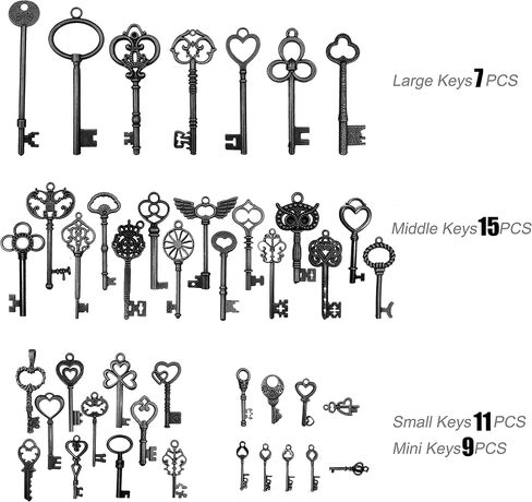 42pcs Mixed Vintage Skeleton Keys, 42 Styles Key, Each 1piece in Saudi Arabia