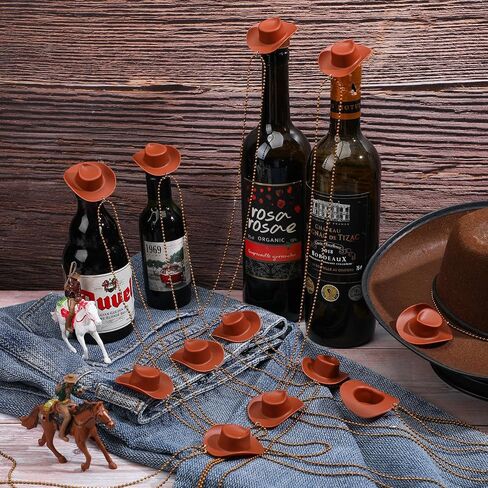 Tudomro 24 Pcs Cowgirl Cowboy Hat Necklaces Cowboy Party Favors Mini Cowboy Hats Necklaces with Western Cowboy Cowgirl Hat Beads Bachelorette Birthday Mardi Gras Party Accessories (Hot Style) in Kuwait