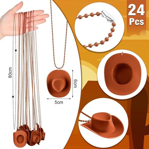 Tudomro 24 Pcs Cowgirl Cowboy Hat Necklaces Cowboy Party Favors Mini Cowboy Hats Necklaces with Western Cowboy Cowgirl Hat Beads Bachelorette Birthday Mardi Gras Party Accessories (Hot Style) in Kuwait