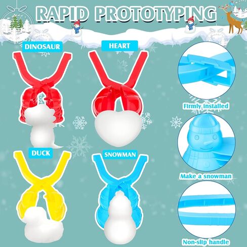 4 Pieces Winter Snow Toys Kit Snow Ball Maker Shape Snow Snowball Maker Snow Maker Outdoor Winter Play Snow Toys for Outdoor Activities (Soccer) in Saudi Arabia