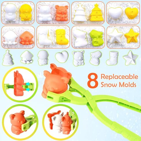 ألعاب الثلج أكلاراسترا للأطفال الصغار - صانع كرات الثلج لعبة الشتاء في الهواء الطلق للأطفال، صانعي كرات الثلج على شكل قلب، قوالب الثلج البطريق رجل الثلج، طقم حصن من الطوب الثلجي، ألعاب شتوية للأطفال الذين تتراوح أعمارهم بين 4-8 و3-5 in Kuwait