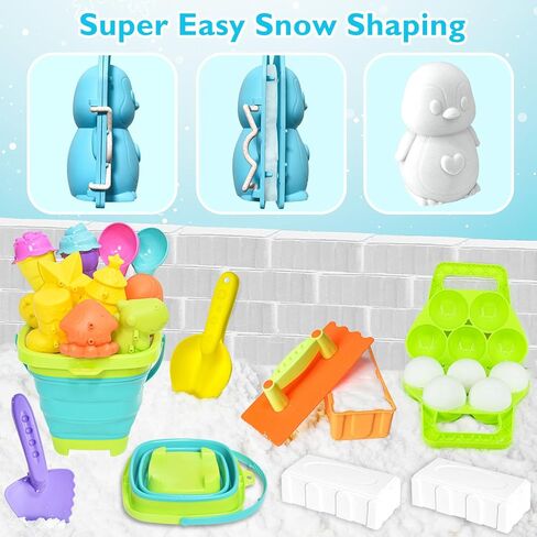 ألعاب الثلج أكلاراسترا للأطفال الصغار - صانع كرات الثلج لعبة الشتاء في الهواء الطلق للأطفال، صانعي كرات الثلج على شكل قلب، قوالب الثلج البطريق رجل الثلج، طقم حصن من الطوب الثلجي، ألعاب شتوية للأطفال الذين تتراوح أعمارهم بين 4-8 و3-5 in Kuwait