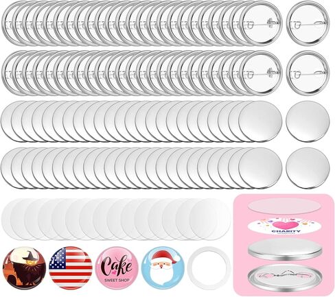 330 قطعة من مستلزمات صناعة الأزرار الفارغة، 1 بوصة أجزاء أزرار شارة دائرية، مجموعة أدوات صنع دبابيس الأزرار المعدنية لآلة صنع الأزرار، صور الصور، مستلزمات الحرف اليدوية، المشروعات المدرسية in Kuwait