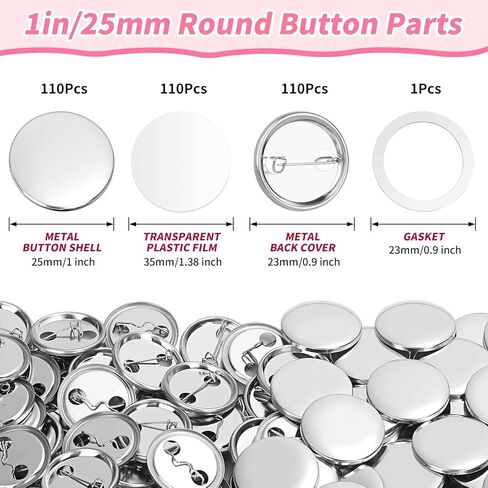330 قطعة من مستلزمات صناعة الأزرار الفارغة، 1 بوصة أجزاء أزرار شارة دائرية، مجموعة أدوات صنع دبابيس الأزرار المعدنية لآلة صنع الأزرار، صور الصور، مستلزمات الحرف اليدوية، المشروعات المدرسية in Kuwait