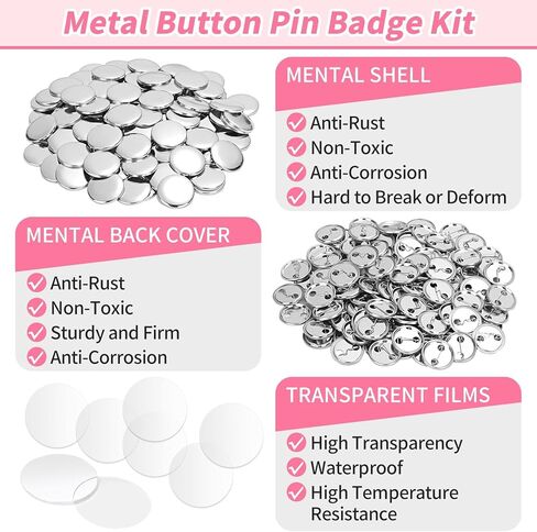 330 قطعة من مستلزمات صناعة الأزرار الفارغة، 1 بوصة أجزاء أزرار شارة دائرية، مجموعة أدوات صنع دبابيس الأزرار المعدنية لآلة صنع الأزرار، صور الصور، مستلزمات الحرف اليدوية، المشروعات المدرسية in Kuwait