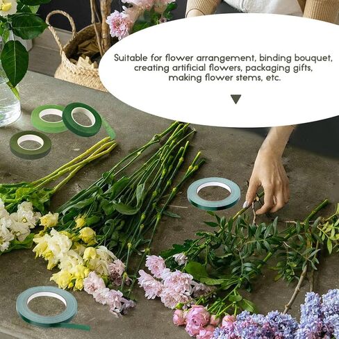 شريط وسلك زهور من فادوب، مجموعة أدوات ترتيب الزهور، شريط زهور أخضر، شريط زهور أخضر 22 مقياس، سلك زهور وقاطع أسلاك لتغليف الزهور، مشغولات يدوية لترتيب الزهور in Kuwait