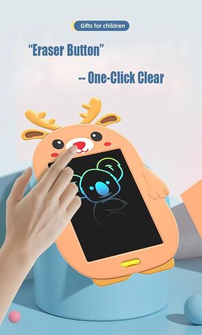 ريكيمان 8.5 بوصة تابلت كتابة للأطفال، لوحة رسم إلكترونية تعليمية للأطفال، لوحة رسومات الشعار المبتكرة ذات الشاشة الملونة، لوحات رسومات الشعار المبتكرة والخربشة القابلة للمسح (أيل عيد الميلاد البني) in Kuwait