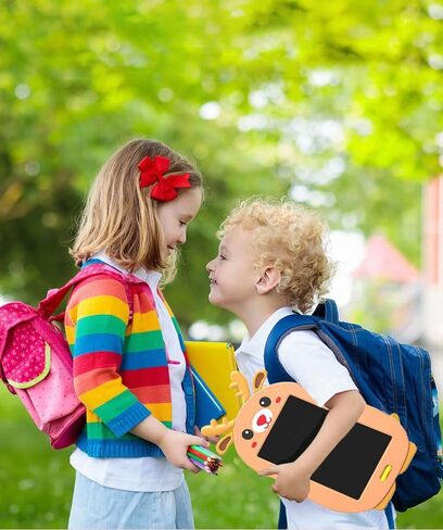 ريكيمان 8.5 بوصة تابلت كتابة للأطفال، لوحة رسم إلكترونية تعليمية للأطفال، لوحة رسومات الشعار المبتكرة ذات الشاشة الملونة، لوحات رسومات الشعار المبتكرة والخربشة القابلة للمسح (أيل عيد الميلاد البني) in Kuwait