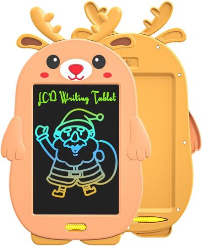 ريكيمان 8.5 بوصة تابلت كتابة للأطفال، لوحة رسم إلكترونية تعليمية للأطفال، لوحة رسومات الشعار المبتكرة ذات الشاشة الملونة، لوحات رسومات الشعار المبتكرة والخربشة القابلة للمسح (أيل عيد الميلاد البني) in Kuwait