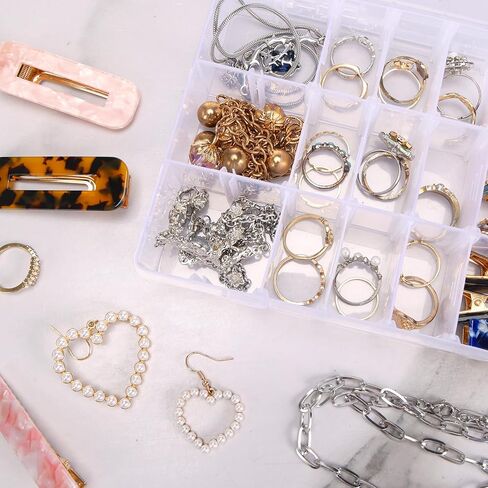 4 عبوات من QUEFE مكونة من 24 شبكة لتنظيم الخرز وتخزينه، صندوق منظم بلاستيكي مع مقسم قابل للإزالة، صندوق منظم للحرف اليدوية للمجوهرات والأجزاء الصغيرة والوجبات الخفيفة، مع 8 أوراق من ملصقات الملصقات in Kuwait