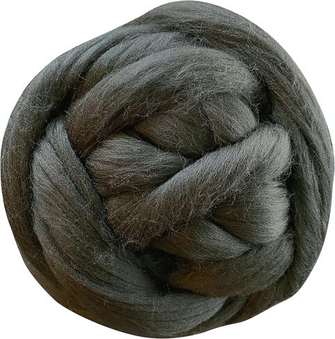 Revolution Fibers Black Wool Roving 8 Ounces | Premium Merino Roving Wool for Blanket 21 Micron | Soft Spinning Wool Top, Chunky Roving Yarn, Needle & Wet Felting, Hand Spinning & Weaving in Kuwait