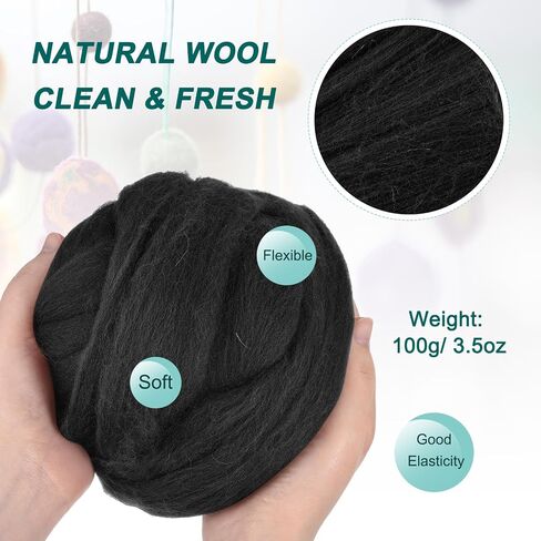uxcell Needle Felting Wool, 3.5 Oz Nature Fibre Wool Yarn Roving for Wet Felting, Handcrafts, DIY Materials (Light Apricot White) in Kuwait