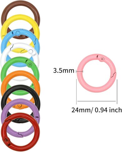 40 Pcs 10 Colors Round Spring O Rings, Trigger Spring Snap Clip Keyring Buckle Hooks O Rings Buckles for Keychains in Saudi Arabia