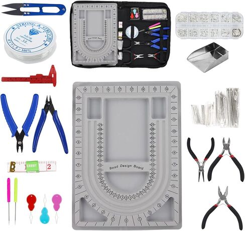 SHANGNIULU Bead Board for Jewelry Making Supplies Kit, Bead Tray Beading Supplies, Necklace Maker Bracelet, Jewelry Findings Beading Board,Jewelry Pliers, Jewelry Making Tools for Jewelry Repair in Kuwait