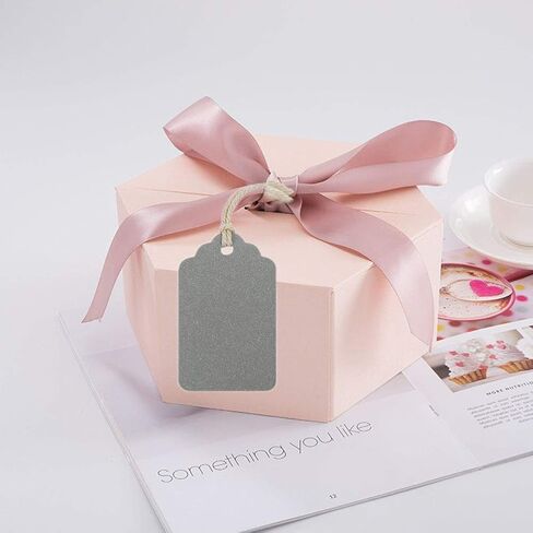 Obling Paper Tags, Gift Tags with String 7cm X 4cm Silver Craft Tags Paper Tags with Twine Perfect for Arts and Crafts, Christmas, Valentine's Day, Wedding and Holiday, Tags for Gift, 100PCS in Kuwait