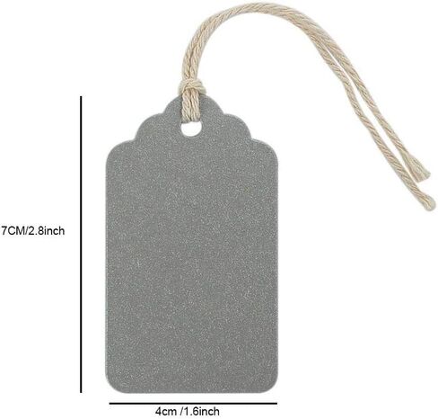 Obling Paper Tags, Gift Tags with String 7cm X 4cm Silver Craft Tags Paper Tags with Twine Perfect for Arts and Crafts, Christmas, Valentine's Day, Wedding and Holiday, Tags for Gift, 100PCS in Kuwait