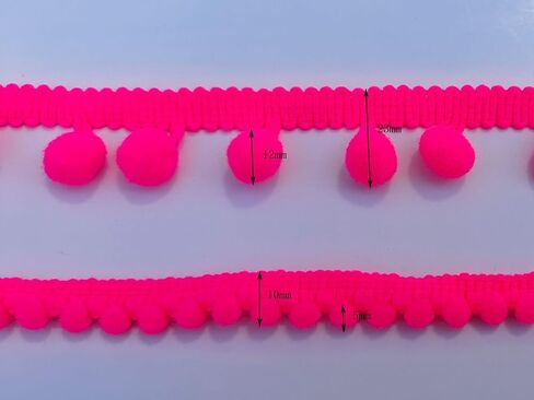 10 ياردة بوم بوم هامش تقليم 10 ألوان 12 مم للديكور DIY الحرف الخياطة (3002 لون مختلط 2،12 مم، 10 ياردة) in Kuwait