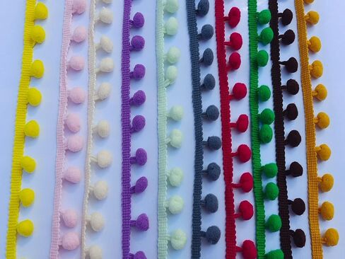 10 ياردة بوم بوم هامش تقليم 10 ألوان 12 مم للديكور DIY الحرف الخياطة (3002 لون مختلط 2،12 مم، 10 ياردة) in Kuwait