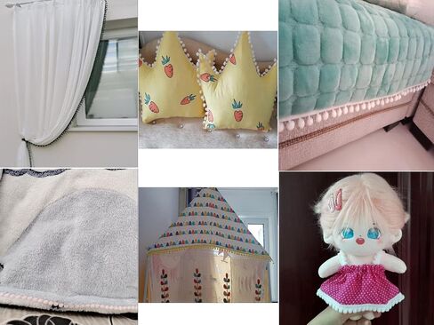 10 ياردة بوم بوم هامش تقليم 10 ألوان 12 مم للديكور DIY الحرف الخياطة (3002 لون مختلط 2،12 مم، 10 ياردة) in Kuwait