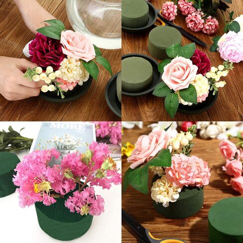 Woohome 15 PCS Floral Foam DIY Flower Arrangement Kit, Green Foam for Artificial Flowers, Foam Floral Handle Bouquet Holders, Floral Tapes Party Decoration, Wedding Aisle Flowers in Saudi Arabia