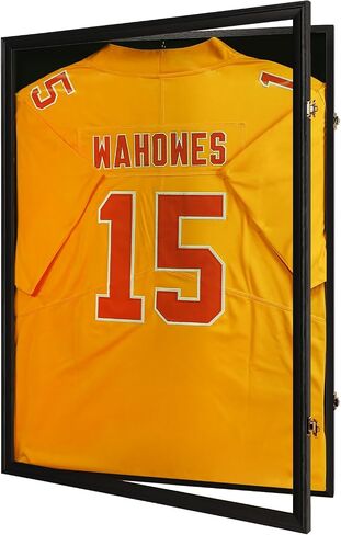 Jersey Frame Display Case 2 Pack -Jersey Display Shadow Box- Lockable Jersey Frame with Hangers and 98% UV Resistant Acrylic-Display Case for Football Baseball Basketball Jersey-Black, Wood in Saudi Arabia