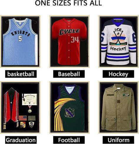 Jersey Frame Display Case 2 Pack -Jersey Display Shadow Box- Lockable Jersey Frame with Hangers and 98% UV Resistant Acrylic-Display Case for Football Baseball Basketball Jersey-Black, Wood in Saudi Arabia