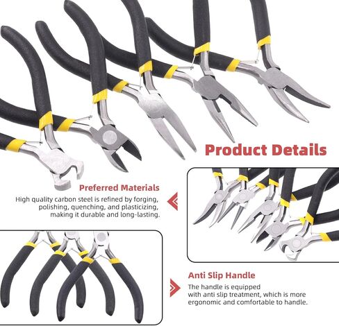 مجموعة كماشة مجوهرات هيليتشي 9 قطع مع حقيبة، بما في ذلك كماشة الأنف بالإبرة، كماشة الأنف المنحنية، كماشة الأنف المستديرة، كماشة العقص، كماشة القطع النهائية، قاطع الأسلاك، كماشة صنع الكفالة، كماشة حلقية مقسمة in Kuwait