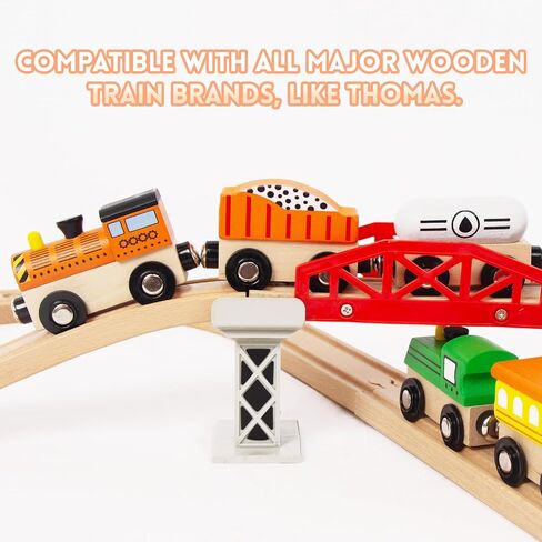 مجموعات سيارات القطار الخشبية من WoodenEdu للأطفال الصغار، مجموعات مغناطيسية للعبة القطار تناسب بريو وتوماس وميليسا ودوغ، للأطفال للأولاد والبنات من عمر 3 4 5 سنوات in Kuwait