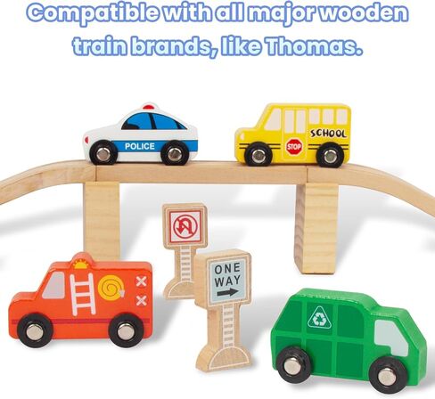 مجموعات سيارات القطار الخشبية من WoodenEdu للأطفال الصغار، مجموعات مغناطيسية للعبة القطار تناسب بريو وتوماس وميليسا ودوغ، للأطفال للأولاد والبنات من عمر 3 4 5 سنوات in Kuwait