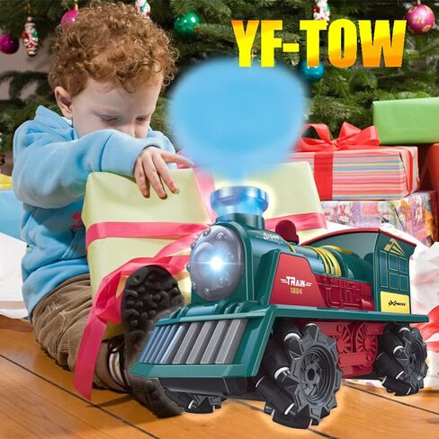 Train Toys for 3 Year olds YF-TOW Toy Train Electric Train with Smoke, Lights & Sounds,Rechargeable Battery，Birthday Gifts for 3 4 5 Year Old Boys (Red) in Kuwait