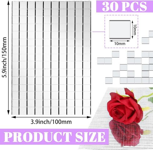 Rcybeo 4500Pcs Mirror Tiles Disco Tiles Self-Adhesive Mosaic Tiles 10x10mm, Disco Ball Stickers for Craft, nterior Decoration Square Glass Tiles Self Adhesive DIY Card Making in Kuwait