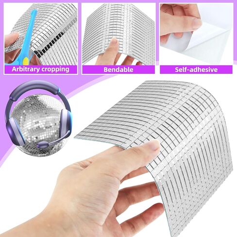 Rcybeo 4500Pcs Mirror Tiles Disco Tiles Self-Adhesive Mosaic Tiles 10x10mm, Disco Ball Stickers for Craft, nterior Decoration Square Glass Tiles Self Adhesive DIY Card Making in Kuwait