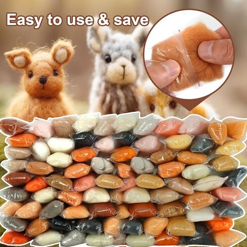 Misscrafts 72 قطعة إبرة التلبيد الصوف الألياف الغزل الصوف المتجول 3 جرام/حزمة للمواد الحرفية DIY الغزل اليد الصوف التلبيد (24 لونا) in Kuwait