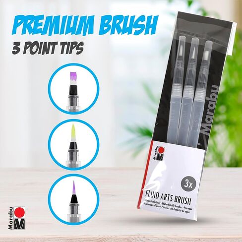 Marabu Watercolor Paint Set - Watercolor Paper Pad with 20 Sheets, A4 220 GSM - 6 Watercolor Inks, 3 Refillable Water Brushes - Watercolor Kit for Adults and Kids in Kuwait