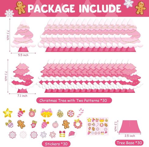 WATINC 30Pcs Blue Christmas Tree Craft Kit for Kids, Make Your Own Christmas Tree Craft Art for Party Favors Decoration, DIY Xmas Supplies Home School Classroom Fun Activity Art Project in Kuwait
