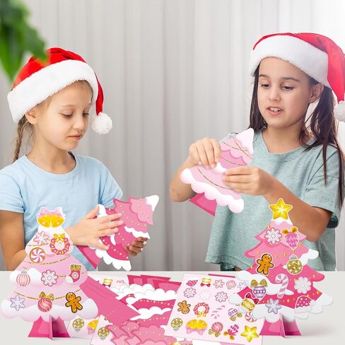 WATINC 30Pcs Blue Christmas Tree Craft Kit for Kids, Make Your Own Christmas Tree Craft Art for Party Favors Decoration, DIY Xmas Supplies Home School Classroom Fun Activity Art Project in Kuwait