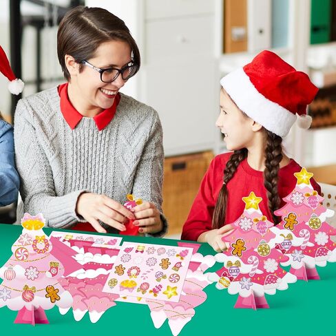 WATINC 30Pcs Blue Christmas Tree Craft Kit for Kids, Make Your Own Christmas Tree Craft Art for Party Favors Decoration, DIY Xmas Supplies Home School Classroom Fun Activity Art Project in Kuwait