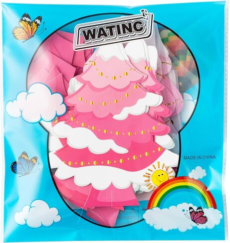 WATINC 30Pcs Blue Christmas Tree Craft Kit for Kids, Make Your Own Christmas Tree Craft Art for Party Favors Decoration, DIY Xmas Supplies Home School Classroom Fun Activity Art Project in Kuwait