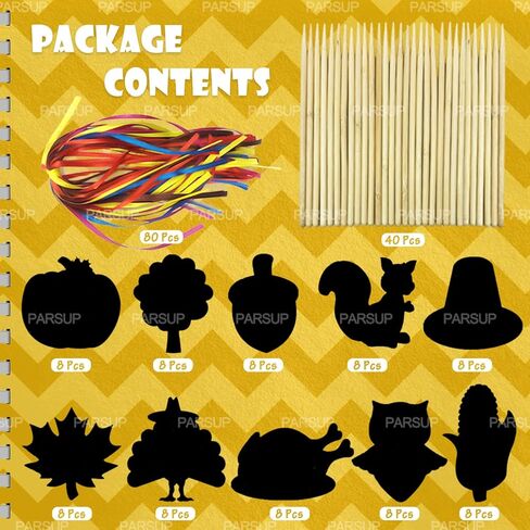 Aviski 80PCS Thanksgiving Rainbow Scratch Art, Fall Paper Crafts for Kids, Thanksgiving Day Pumpkin Maple Turkey Hanging Ornament Decorations, Art Craft Supplies for Home Tree Classroom Decor in Kuwait