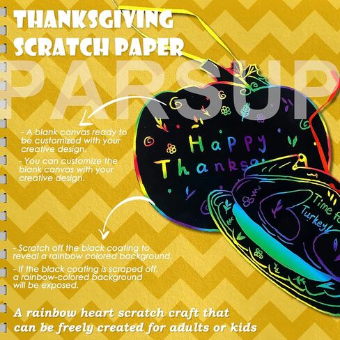 Aviski 80PCS Thanksgiving Rainbow Scratch Art, Fall Paper Crafts for Kids, Thanksgiving Day Pumpkin Maple Turkey Hanging Ornament Decorations, Art Craft Supplies for Home Tree Classroom Decor in Kuwait