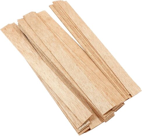 50 قطعة من الفتائل الخشبية لصنع الشموع من Litoexpe، فتائل شموع خشبية متشققة بدون دخان مقاس 5.9 × 0.5 بوصة مع 50 قطعة من نوى الشموع، فتائل خشبية لصنع شموع الصويا بنفسك (50 مجموعة) in Kuwait