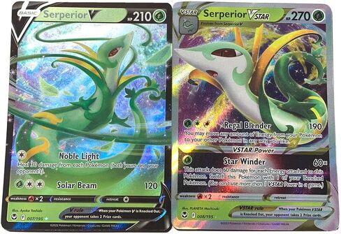 Serperior V & Vstar 008/195 - Silver Tempest - مجموعة بطاقات بوكيمون النادرة للغاية - مجموعة بطاقات 2 in Saudi Arabia