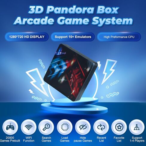 Akaxi Arcade Game Box, Plug and Play Retro Game Console, Pre-Installed with Over 20,000 Classic Games, 4K HD Output，TV PC Projector, Supports Up to 4 Players, Search, Save, Hide, Favorites List in Kuwait