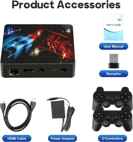 Akaxi Arcade Game Box, Plug and Play Retro Game Console, Pre-Installed with Over 20,000 Classic Games, 4K HD Output，TV PC Projector, Supports Up to 4 Players, Search, Save, Hide, Favorites List in Kuwait