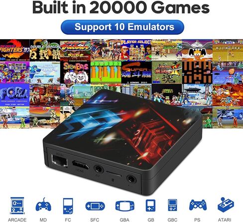 Akaxi Arcade Game Box, Plug and Play Retro Game Console, Pre-Installed with Over 20,000 Classic Games, 4K HD Output，TV PC Projector, Supports Up to 4 Players, Search, Save, Hide, Favorites List in Kuwait