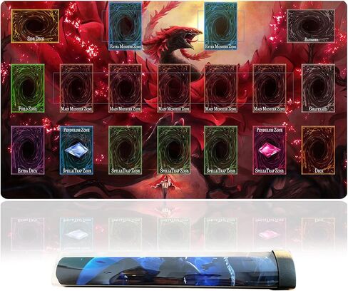 Card Rubber Play Mat Duel Mat Gaming Competition Pad Mat Card Binder Deck 23.5x13.7in (Red Rose Dragon 2) in Kuwait